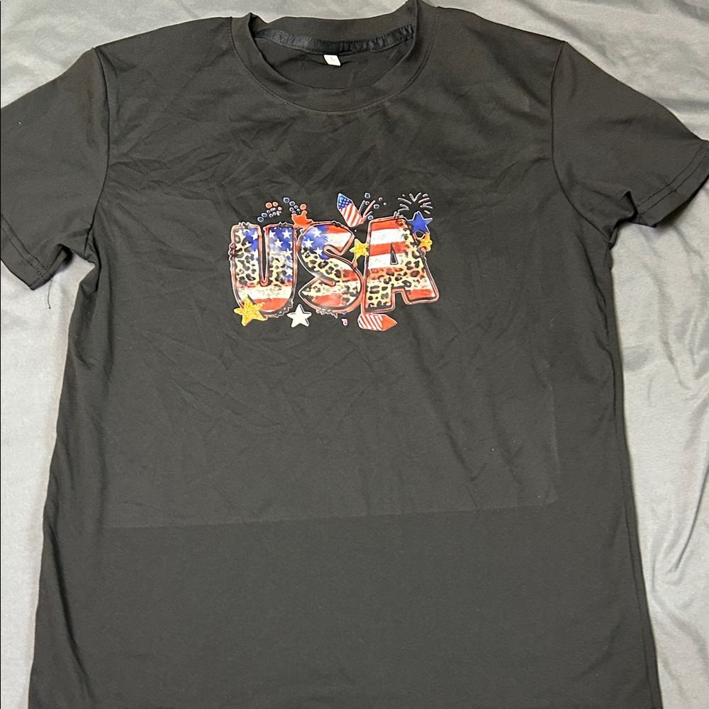 USA Graphic Kids Black T-Shirt